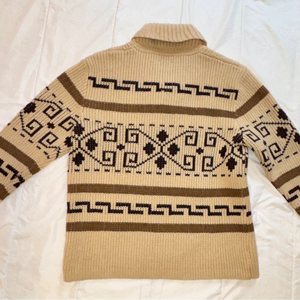 Pendleton Beige and Brown Geometric Zip Cardigan - image 4